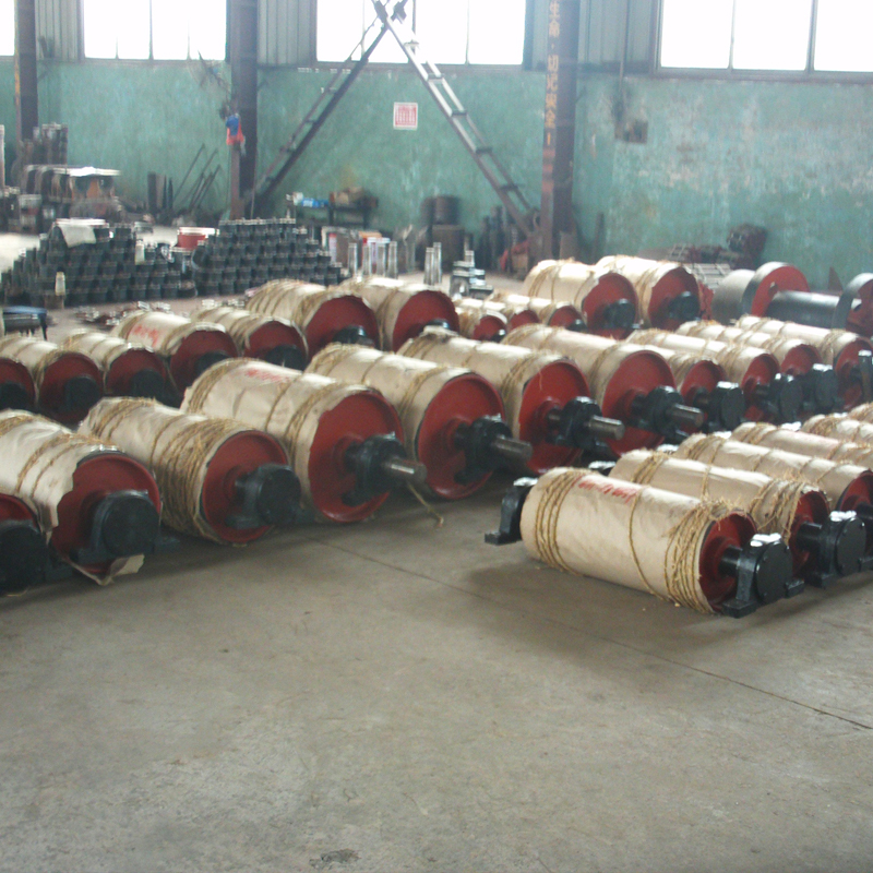 Long Distance Belt Conveyor Diamond Shape Rubber Lagging Pulley